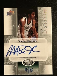 2011 UPPERDECK MAGIC JOHNSON 4/5 ALL TIME GREATS AUTO ON CARD SIGNATURES - Picture 1 of 5
