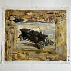 Steam Car Oil Painting With Abstract Border 20? X 24?