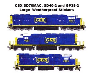 CSX SD70MAC, SD40-2 und GP38-2 3 große 2,5"x8-10" Aufkleber Andy Fletcher - Bild 1 von 1
