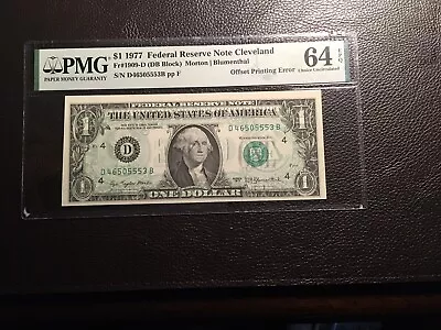 1.00 1977 FRN Front To Back Error PMG 64 Choice Uncirculated PMG 64EPQ - Image 1 of 2