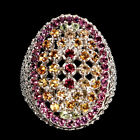 Round Rhodolite Garnet Sapphire Gemstone 925 Sterling Silver Jewelry Ring Size 8