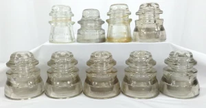 Aisladores de transmisión de vidrio transparente vintage aislante eléctrico | Lote mixto de 9 - Imagen 1 de 10