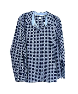 BE80 Basic Edition Button Down blau-weiße Kreise Langarmshirt Damen XL - Bild 1 von 2
