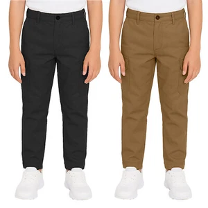 Boys Everyday Wear Super Stretch Cotton Cargo Pants (Size 8-18) 2-Pack Free Ship - Picture 1 of 32