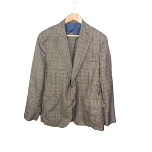 Hackett Mayfair x Loro Piana Summertime Jacket Size 44R Brown Plaid Wool Silk - Picture 1 of 12