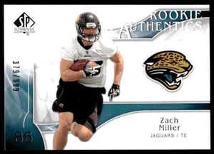2009 SP Authentic Zach Miller Rookie 379/999 Jacksonville Jaguars #255 R61 - Picture 1 of 2
