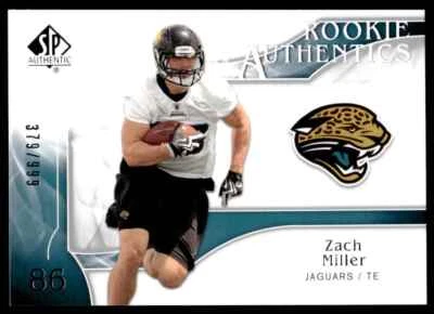2009 SP Authentic Zach Miller Rookie 379/999 Jacksonville Jaguars #255 R61 - Image 1 of 2