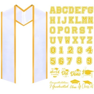 Class of 2025 Unisex Adult Plain Graduation Stole with Letter A-Z to Number 0... - Picture 1 of 7