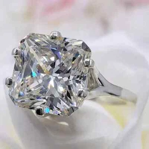 4.50 Ct Radiant Cushion Off White Ring 925 Silver Solitaire  Treated  shape Gift - Picture 1 of 8