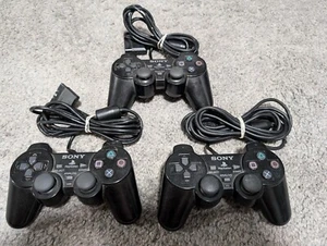 Sony Playstation 2 PS2 "Flawed" OEM DualShock Wired Controller LOT (Black) - Picture 1 of 4