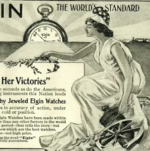 1898 ELGIN Pocket Watch Victorian Jewelry Ad Ruby Jeweled Maiden Ships Wheel - Imagen 1 de 2