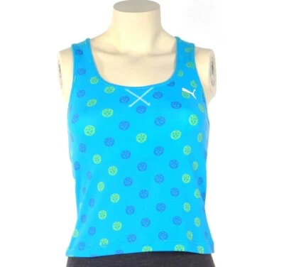 Camiseta sin mangas deportiva Puma USP azul absorbente de humedad gráficos de fútbol para mujer nueva con etiquetas Foto 1 de 2