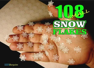 108 CHRISTMAS SNOWFLAKES SMALL MINI STICKERS Scrapbooking Labels Seal For Gifts - Picture 1 of 1