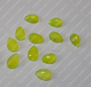 Kalibrierte gelbe Jade Birne Rosenschliff 10x14 mm bis 20x25 mm Natur Edelstein - Bild 1 von 7