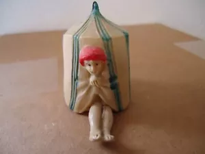 BATHING BEAUTY IN TENT CELLULOID TAPE MEASURE ANTIQUE FIGURAL - Picture 1 of 2