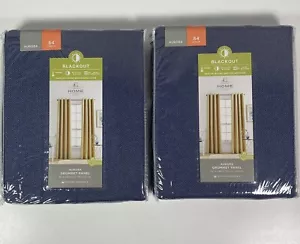JC Penney Home Aurora Grommet Panel 50 in x 84 in Worn Indigo Blackout Lot Of 2 - Picture 1 of 8
