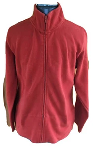 Orvis Men Medium Orange Zip Front  Long Sleeved High Collar Cotton Sweat Shirt - Picture 1 of 5