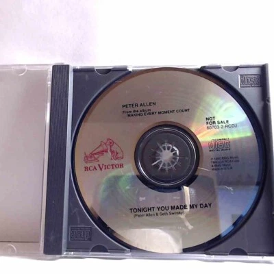 Peter Allen – Tonight You Made My Day (CD, Promo, US, 1990, RCA) AN057 - Imagem 1 de 2