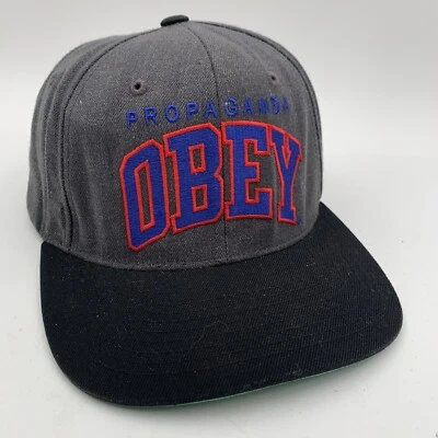 Chapéu de beisebol Propaganda OBEY Snapback acrílico mistura de lã cinza mídia social notícias - Imagem 1 de 4