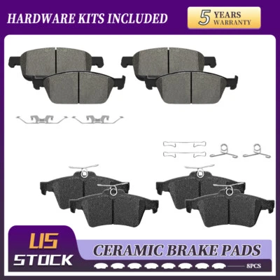 Front & Rear Ceramic Brake Pads w/Hardware for 2021 Ford Escape Transit Connect - Image 1 of 4