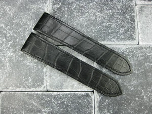 24.5mm CARTIER Alligator Strap Black Watch Band SANTOS 100 Chronograph XL 24 - Picture 1 of 6