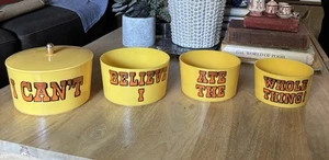 Vintage Kunststoff "I Can't Believe I Ate The Whole Thing" verschachtelte Stapelschalen - Bild 1 von 13