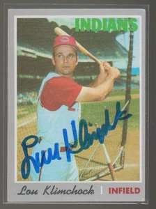 Topps Lou Klimchock 1970 autografiado - Indios - Imagen 1 de 1