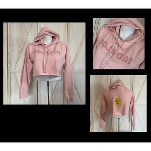 DOJA CAT Pink Cropped Hoody KICK ME Back Sweatshirt S Small - Picture 1 of 6