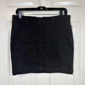 Free People Minigonna Donna Moderna Denim Nera con Zip Taglia 12 - Foto 1 di 6