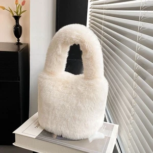 Soft Plush Winter Bucket Bag Fluffy Party Clutch Bag Fashion Casual Tote Bag - Picture 1 of 18