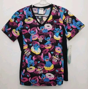 Disney Lilo & Stitch Oh Donut Even Scrub Top Cherokee Tooniforms Women's XS - Picture 1 of 7