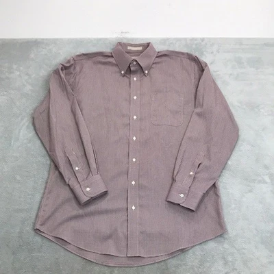 Camisa de Vestir Nordstrom Perros Diente Botón Borgoña y Blanco Talla 16 Foto 1 de 4
