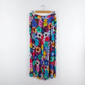 Sahara Size 5 UK 20-22 Multicoloured Bright Floral Wide Leg Elasticated Trousers - Picture 1 of 10