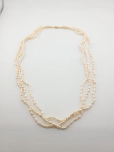 Collar grande de tres hebras de perlas genuinas de colección - Imagen 1 de 6