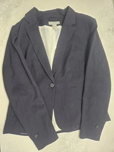 H&M Navy & White Dot Blazer Jacket SZ 12 Professional Corpcore Workwear Girlboss - Picture 1 of 8