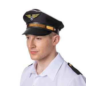 Wicked Airline Pilot Cap Adults Mens Ladies Fancy Dress Costume - Picture 1 of 2