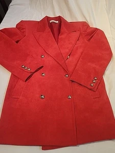 Vintage Adolph Schuman Lilli Ann Blazer Skirt Suit Set Womens Red Ultra Suede - Picture 1 of 24