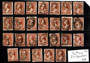1883 U.S.CLASSIC 2c Red Brn Washington NUMERICAL Lot of 26 Sc#210 Fancy Cancels - Picture 1 of 1