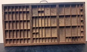 FREE SHIP! Antique Kramer Printers Drawer Case Letterpress Shadow Box  17x32 14 - Picture 1 of 7