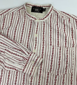 Camisa RRL Doble RL Ralph Lauren Henley Hombres M Geométrica Rayas Frontera Occidental - Imagen 1 de 19