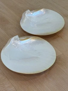 Vintage Genuine Mother Of Pearl Sea Shell Footed Caviar Dishes Set Of 2 - Picture 1 of 10