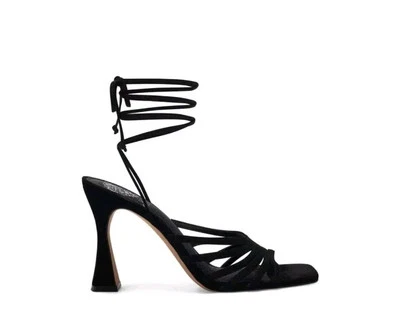 Vince Camuto Roselian Ankle Tie Sandal 👡 Size 6M Black Leather Suede New $110 - Image 1 of 4