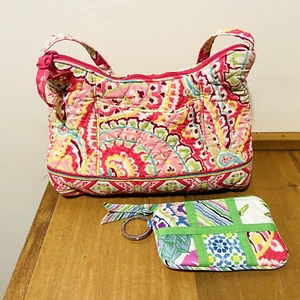 Borsa Vera Bradley CAPRI MELON borsetta + moneta paisley rosa 9" x 6" cerniera - Foto 1 di 12