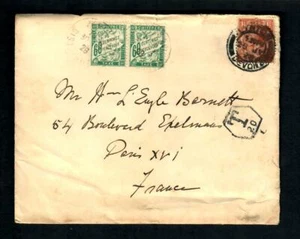 CF30c Cover Great Britian to France 1928 T 20 France pair Tax stamps 60p - Picture 1 of 2