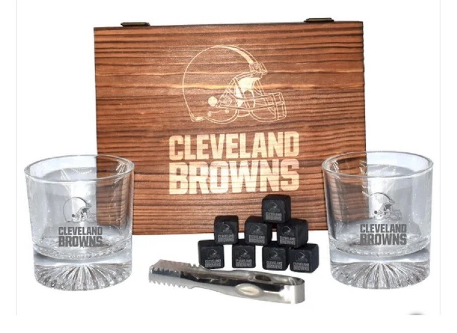 Juego de vasos de whisky Cleveland Browns NFL piedras de enfriamiento 2 piezas Foto 1 de 1
