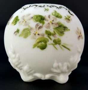 Vintage Milk Glass Rose Bowl Footed Hand Painted Flowers   4½" - Picture 1 of 9