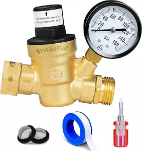RV Water Pressure Regulator Brass Lead-Free Adjustable Water Pressure Reducer - Picture 1 of 1