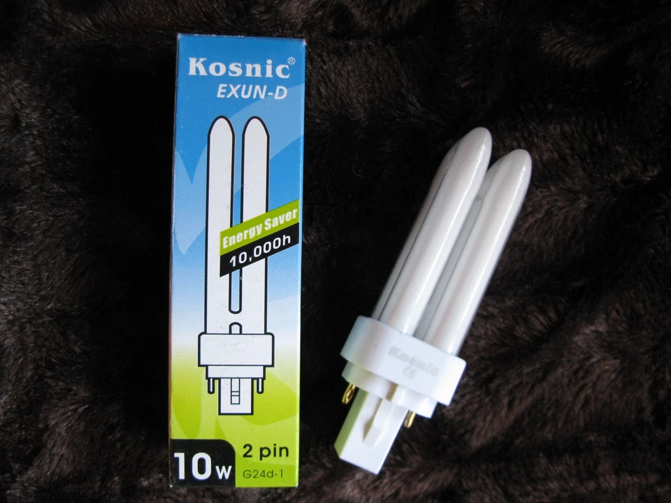 2 x Kosnic 10W 4000K G24d-1 2 Pin Long Life Energy Saving Lamp Light Bulb 1000hr