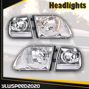 Fit For Ford 97-03 F150 1997-02 Expedition Chrome Housing Clear Lens Headlights - Picture 1 of 9