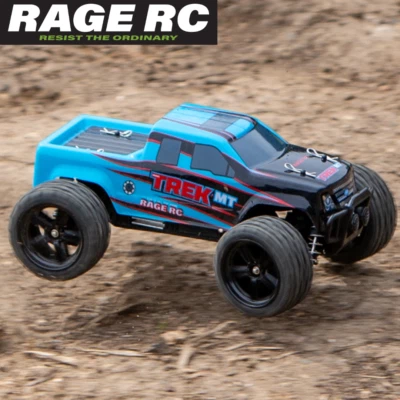 RAGE RC Mini Trek MT 1/24 Monster Truck RTR Blue RC Car Micro Race Basher - Image 1 of 4